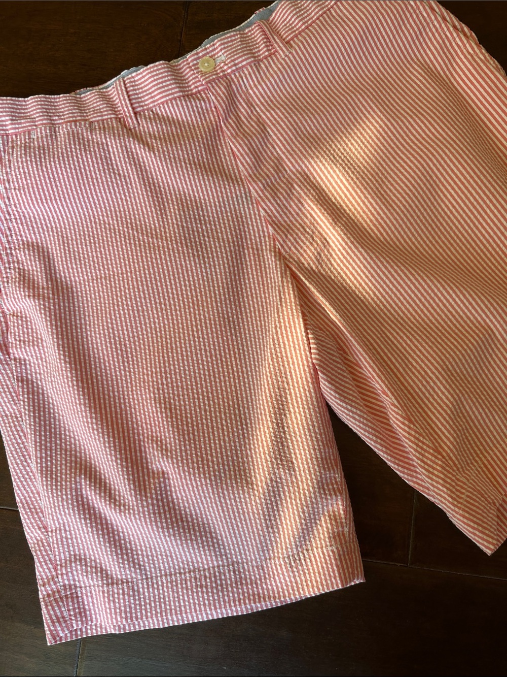 Men's Pink Seersucker Stripe Shorts - Picture 2 of 12